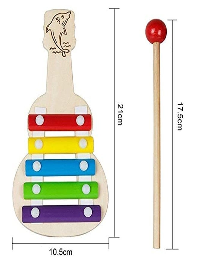 Shopfleet Wooden Guitar Xylophone 5 Nodes , Musical Instrument Toy for Kids - (Pack of 1) - Image 2